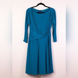 Chaps Long Sleeve Midi Teal Dress - Size Large